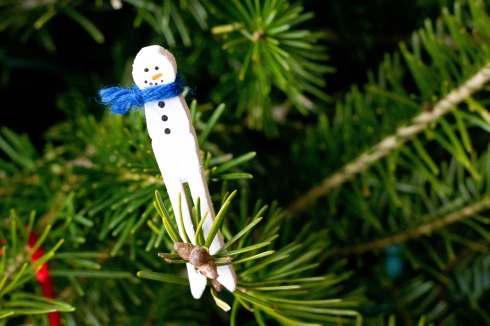Clothespin snowman